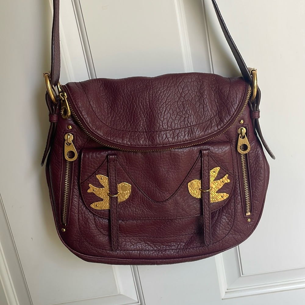 Marc Jacobs Burgundy Crossbody Bag with Gold Accents